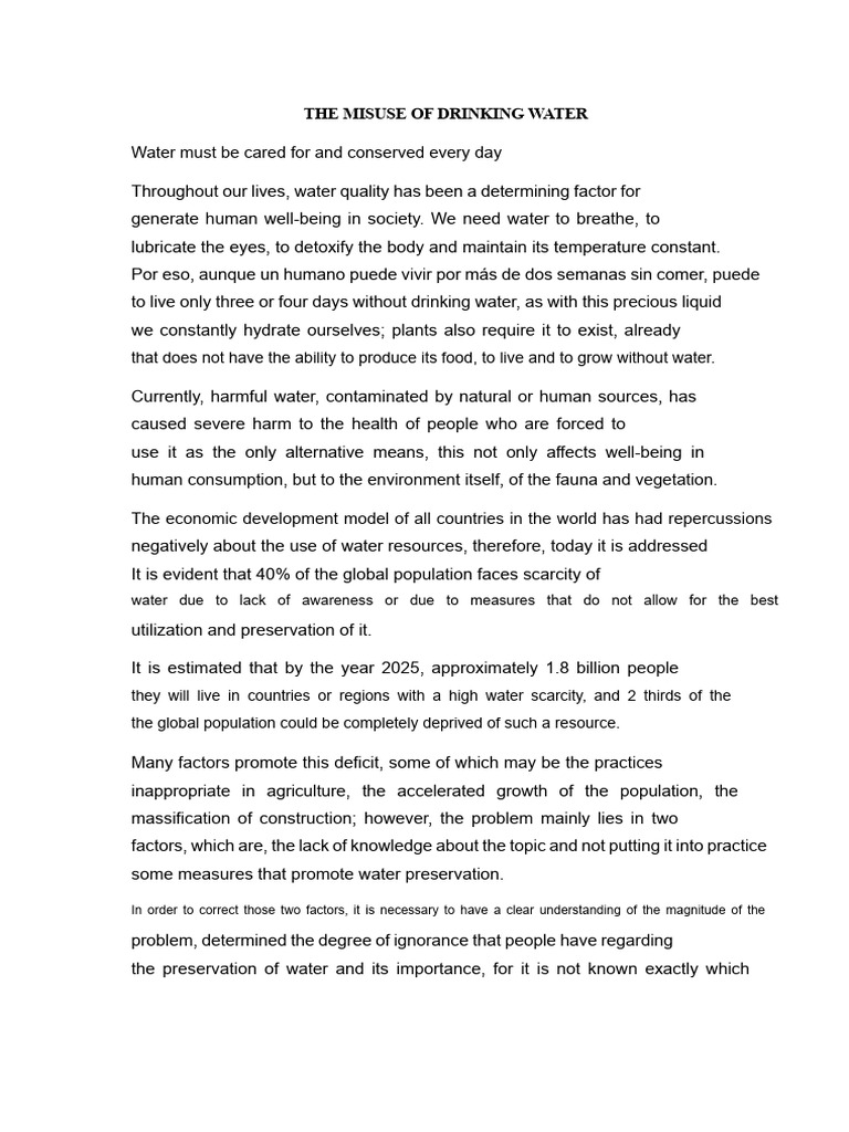 Consequences of Water Misuse and Scarcity | PDF | Water | Water Scarcity