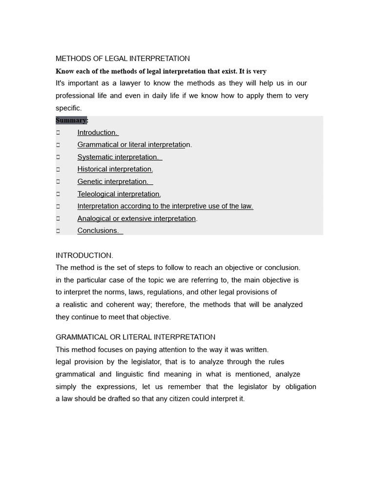 Legal Interpretation Methods Explained | PDF | Statutory Interpretation