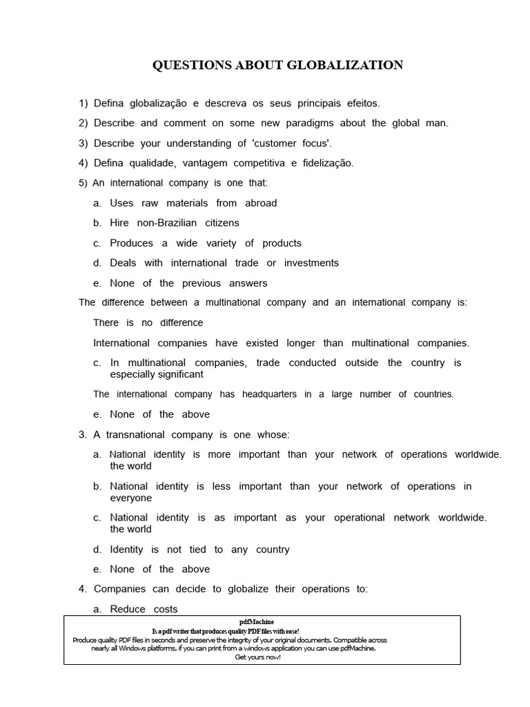 Understanding Globalization Concepts | PDF | Multinational Corporation ...