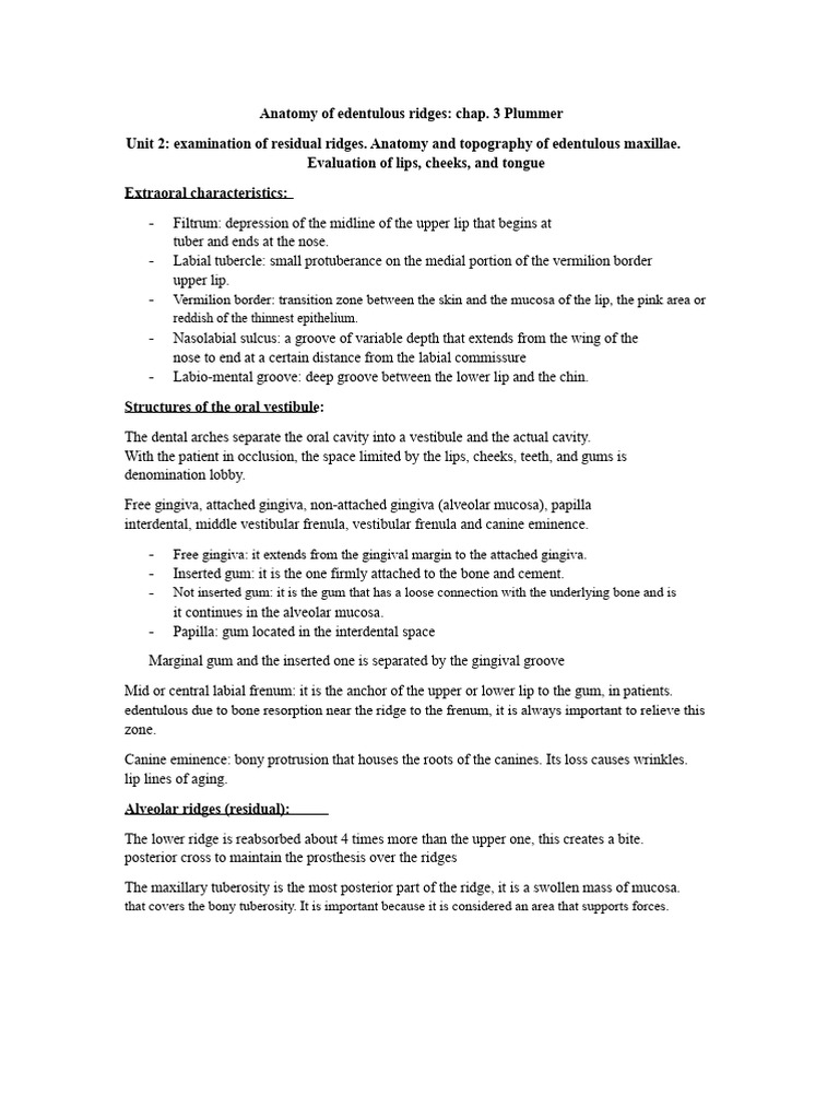 Anatomy of Edentulous Ridges | PDF | Lip | Dentistry