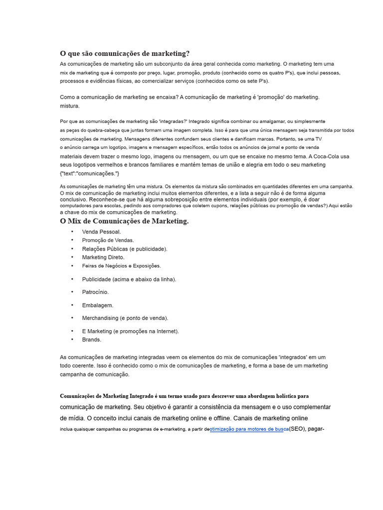 Entenda as Comunicações de Marketing | PDF | Marketing | Publicidade