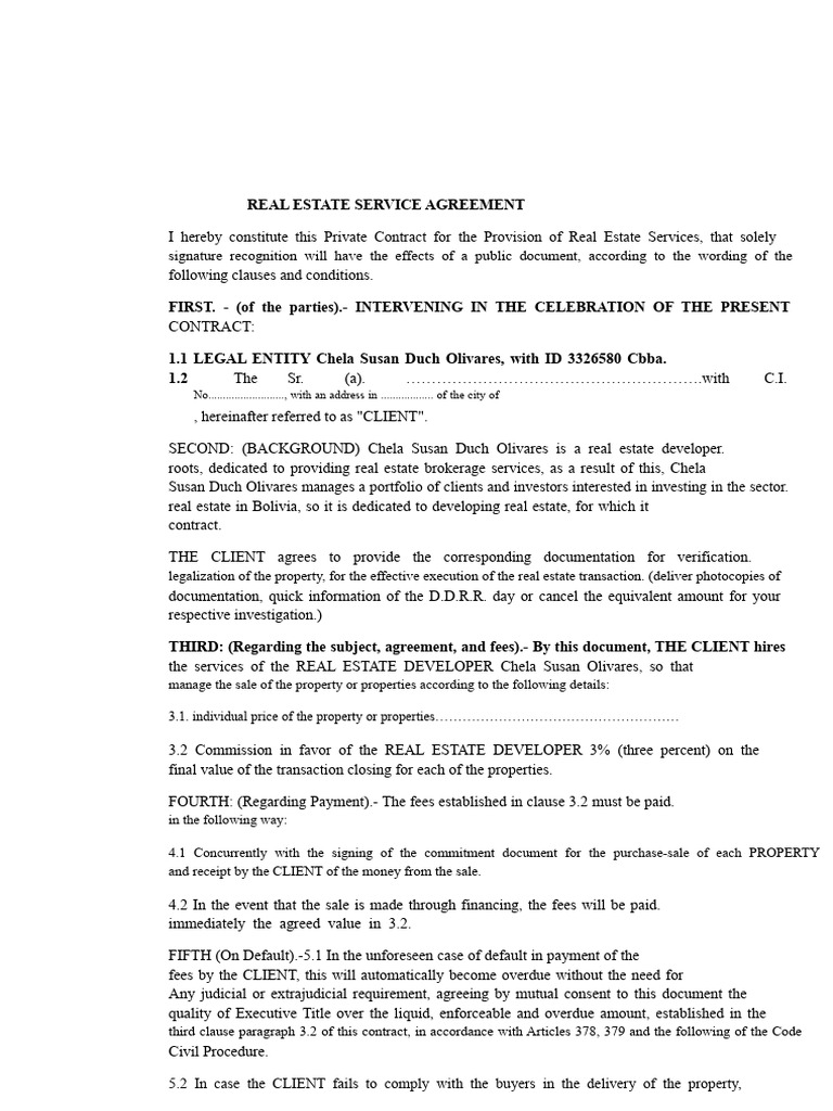 Real Estate Services Contract | PDF | Property | Private Law