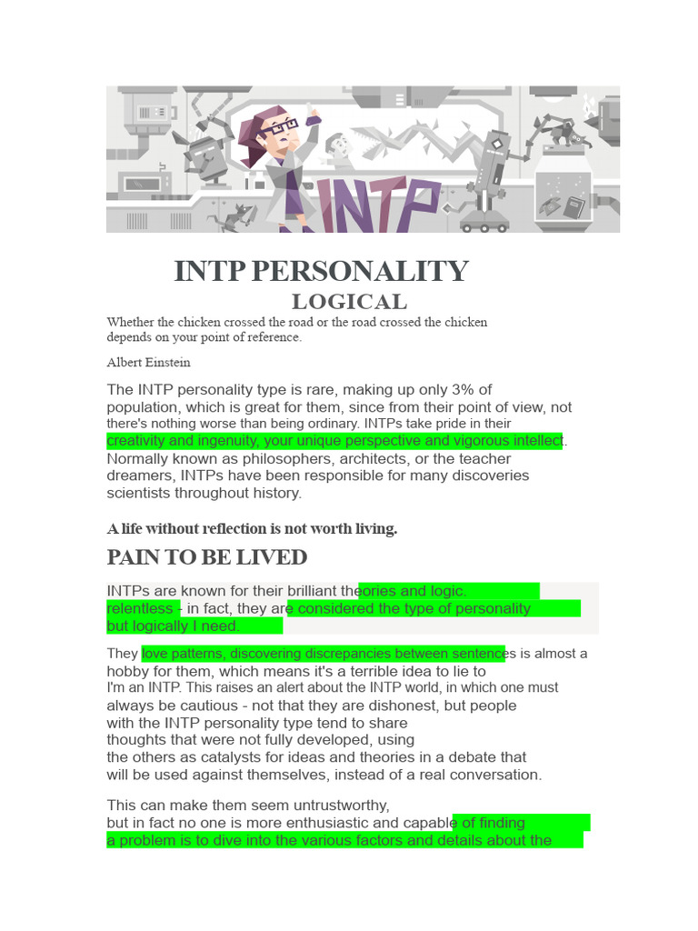 INTP PERSONALITY | PDF | Thought | Creativity