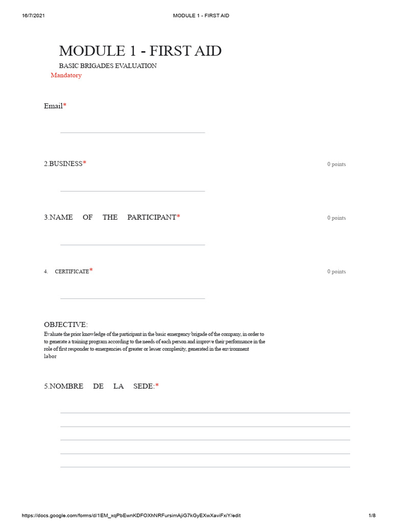 Basic First Aid - Google Forms (1) | PDF | First Aid | Major Trauma