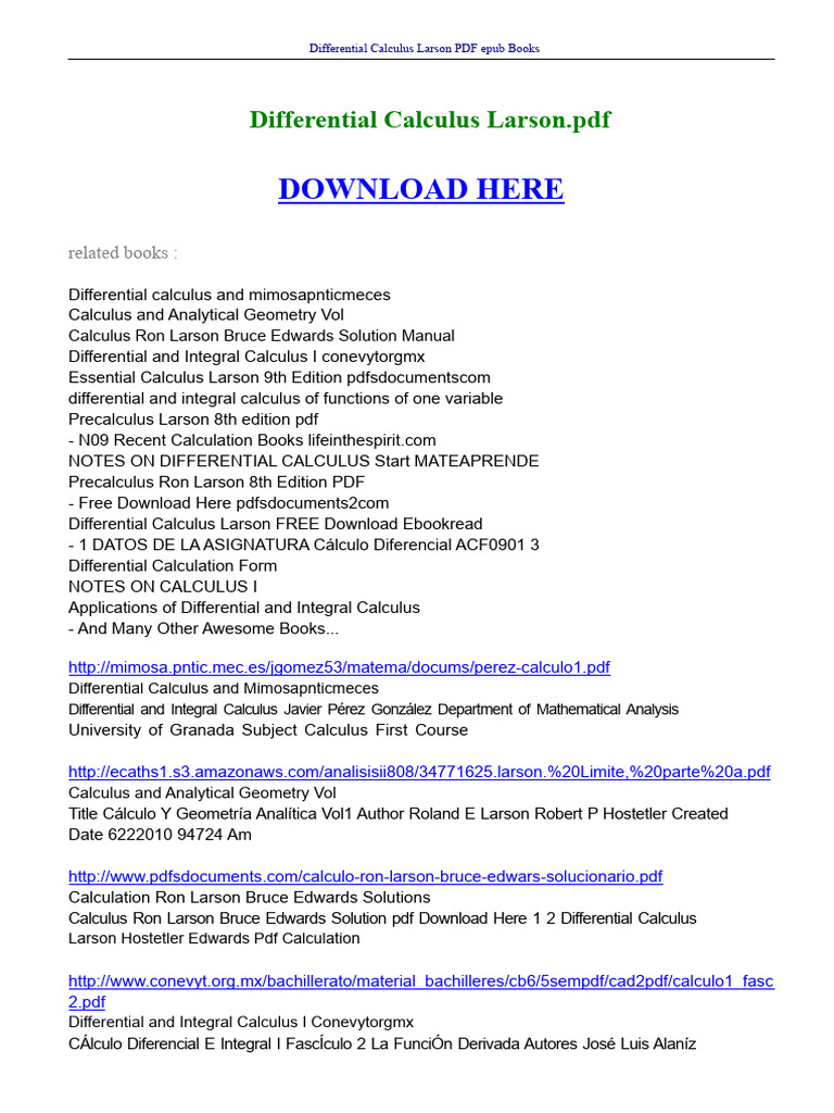 Differential Calculus Larson | PDF | Calculus | Differential Geometry