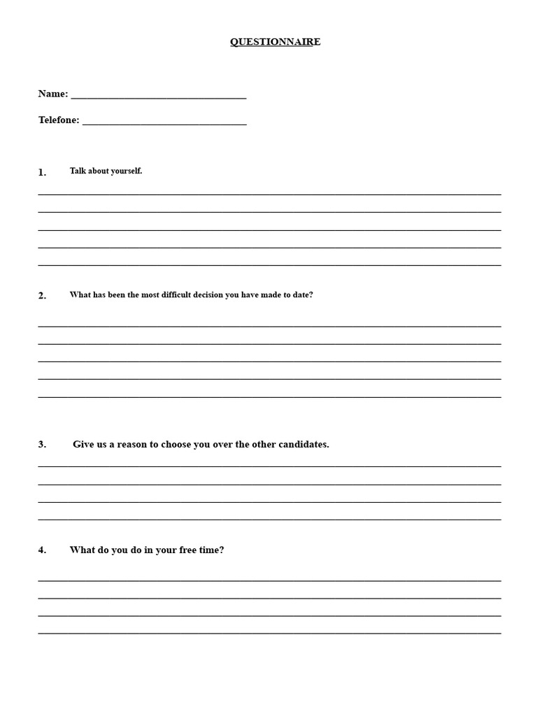 Job Interview Questionnaire | PDF | Chess Theory | Chess