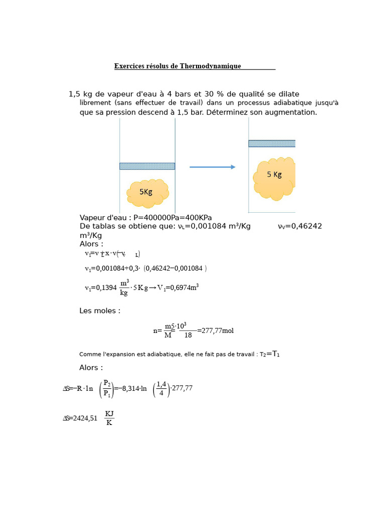 Exercices de Thermodynamique Résolus | PDF | Chaleur | Thermodynamique