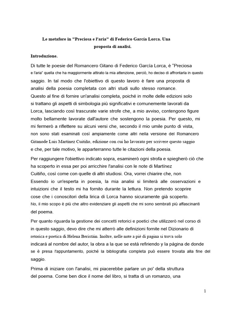 Le Metafore in Preciosa e L'Aire | PDF