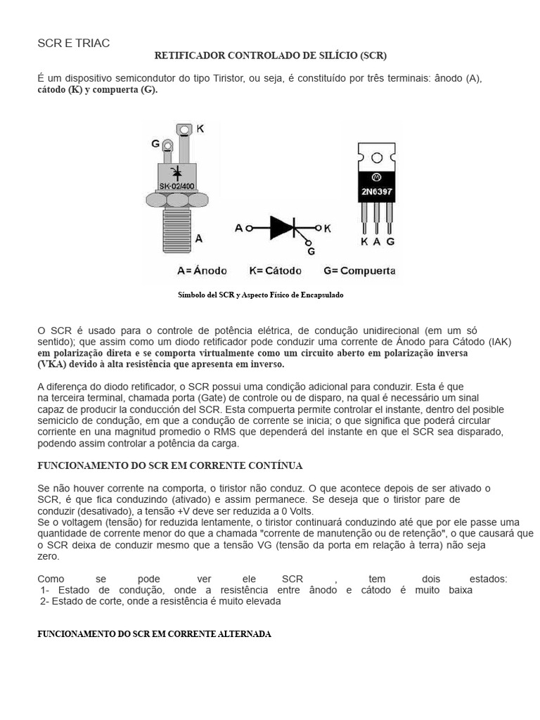 SCR e TRIAC | PDF | Retificador | Componentes elétricos