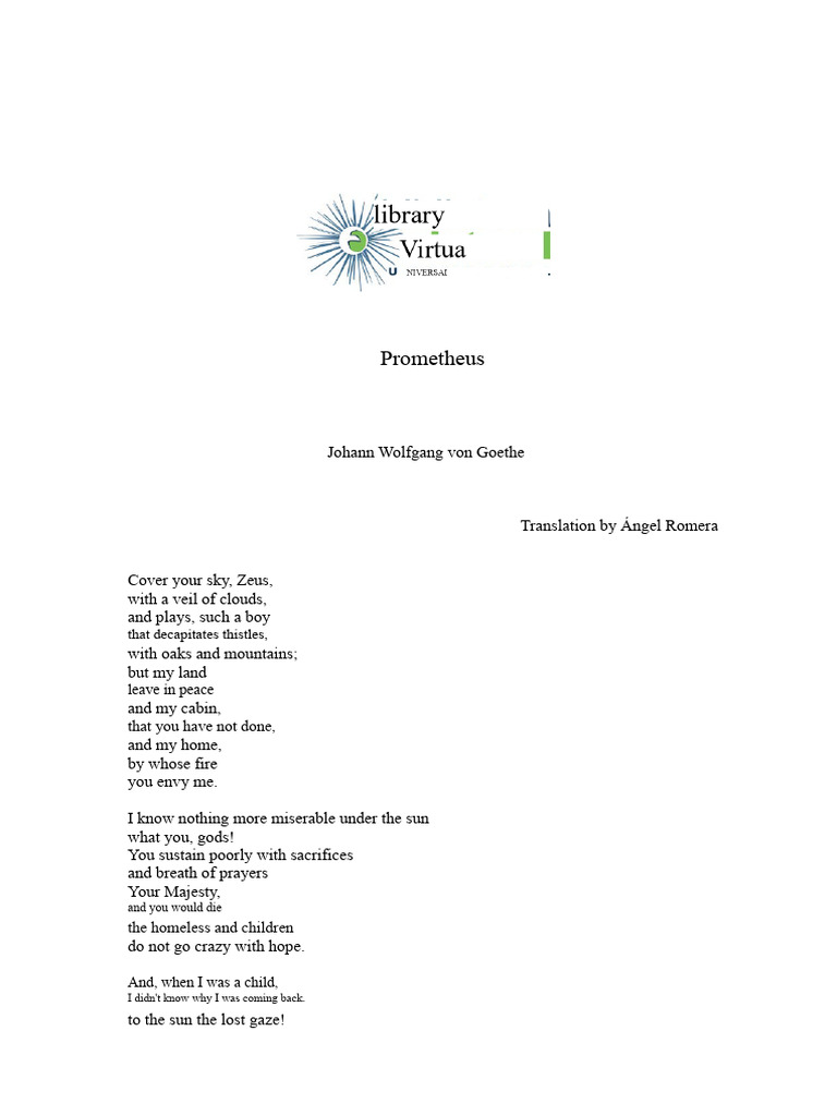 Goethe's Prometheus: A Poetic Rebellion | PDF