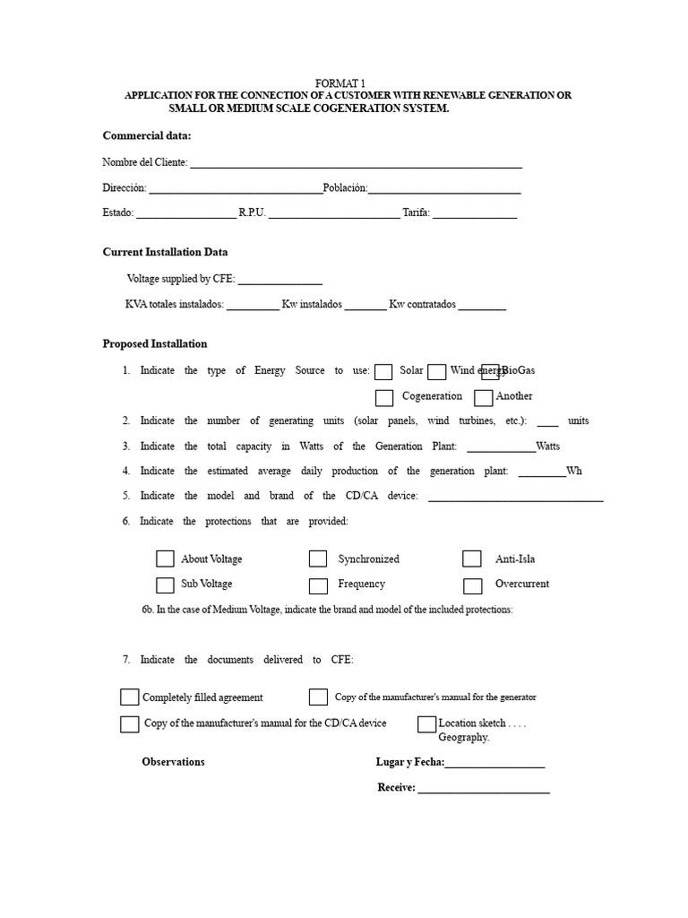 Request Format for CFE Connection | PDF