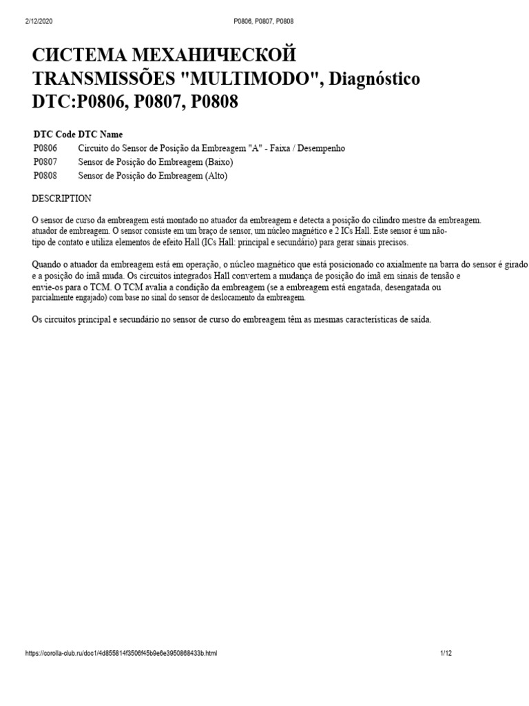 Diagnóstico de Códigos DTC P0806-P0808 | PDF | Magnetismo