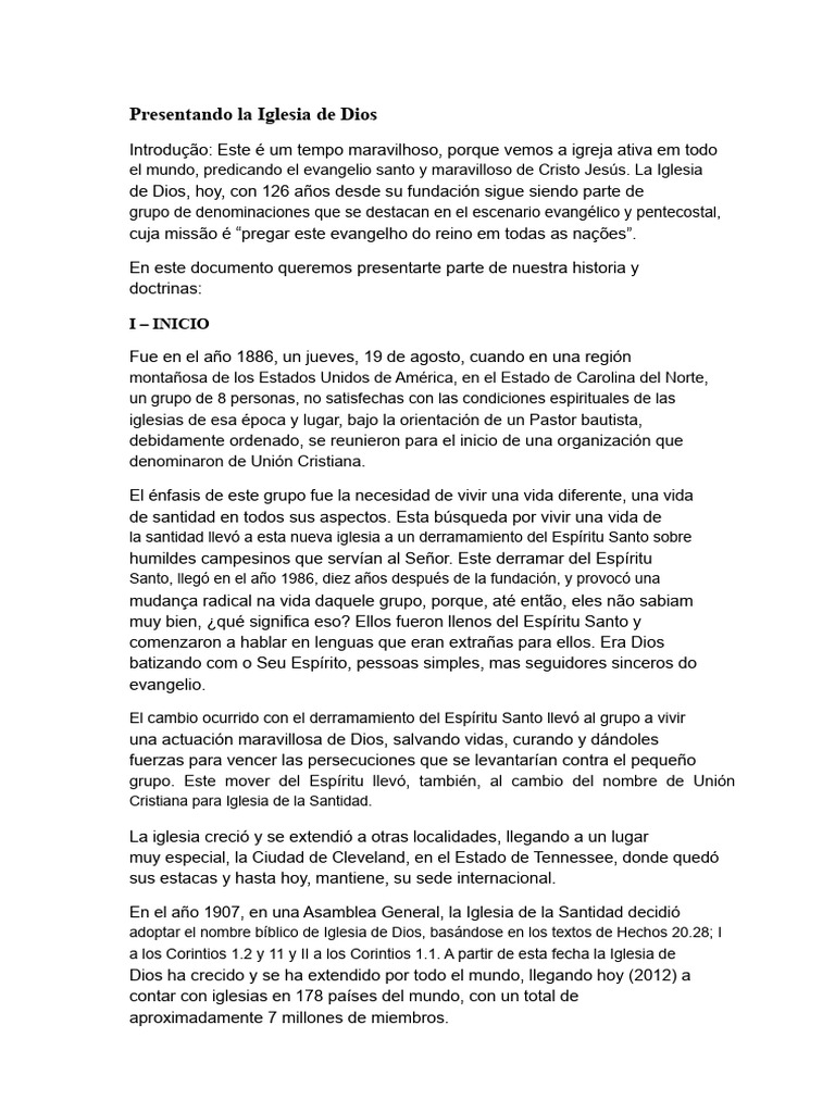 Presentando La Iglesia de Dios | PDF | Iglesia cristiana | Jesús