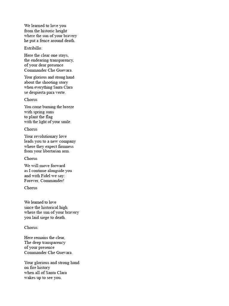 Until Forever (Song of Comrade Che Guevara) | PDF