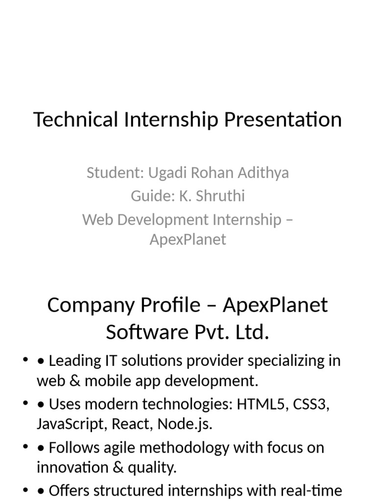 Web Development Internship Overview | PDF | Document Object Model | Html