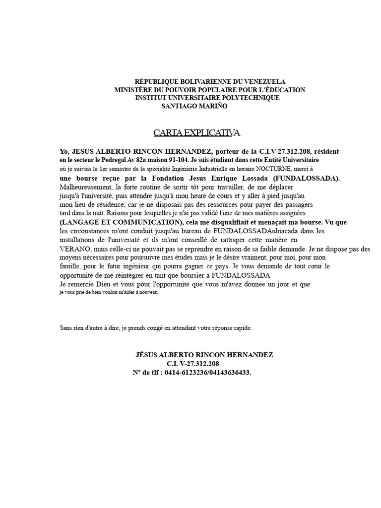 Lettre Explicative | PDF