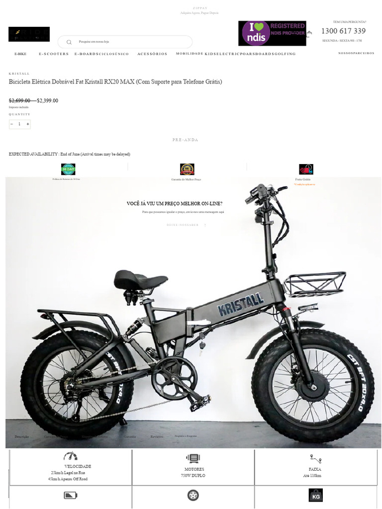 Bicicleta Elétrica Kristall RX20 MAX | PDF | Tecnologia de veículos ...
