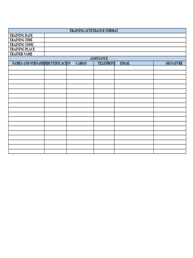 Training Attendance Sheet Template | PDF