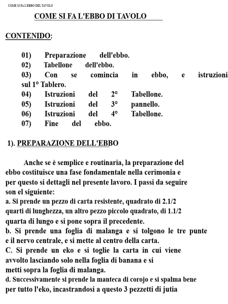 Come Si Fa Un Ebbo Di Tavolo | PDF