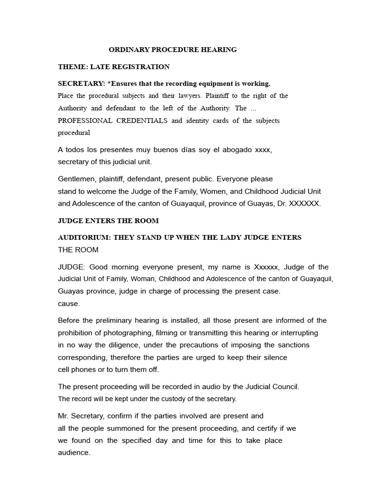 Late Registration Hearing Procedures | PDF | Lawsuit | Judge