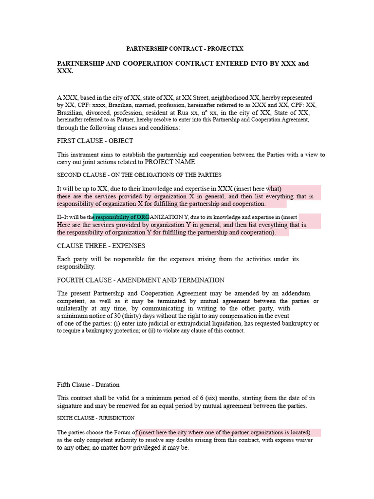 06 Partnership Agreement Template | PDF | Private Law | Justice