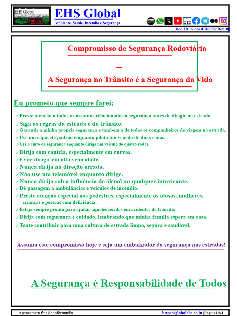 Compromisso com a Segurança Rodoviária | PDF
