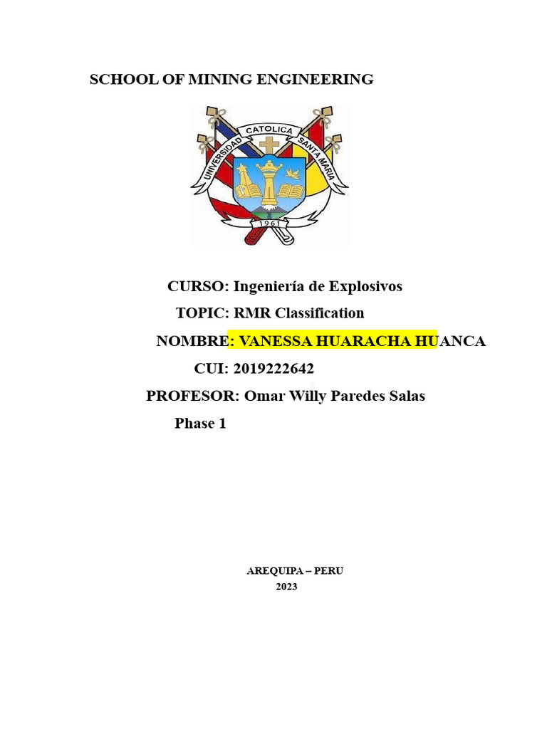 RMR Classification in Mining Engineering | PDF | Applied And ...