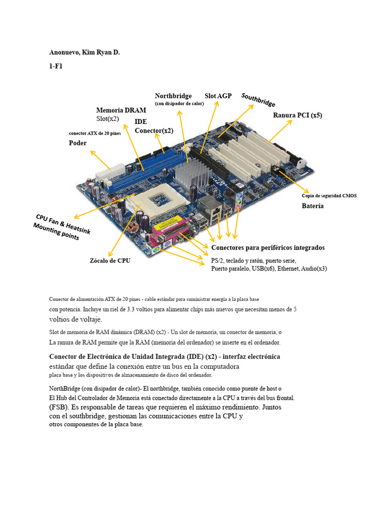 Especificaciones de Placa Base y Conectores | PDF | Hardware de la ...