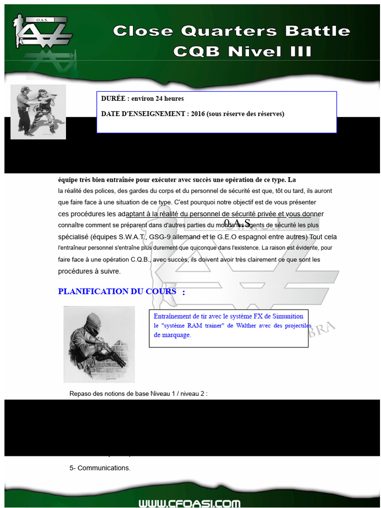 Formation CQB pour Sécurité Privée | PDF