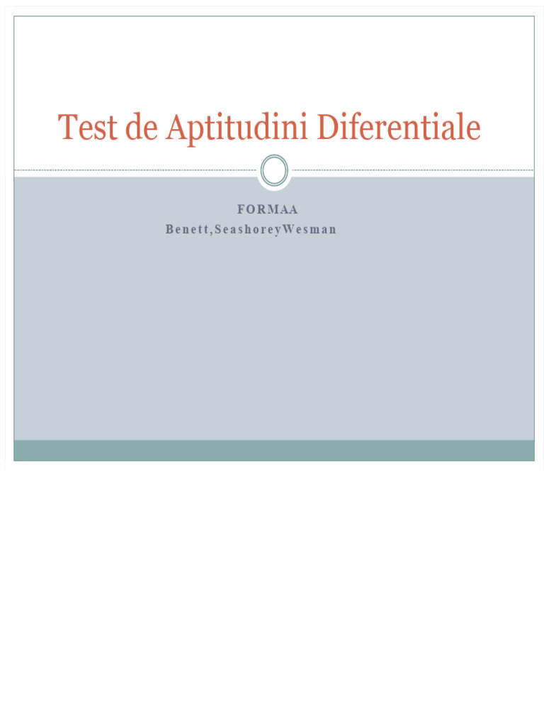 Test de Aptitudini Diferentiale | PDF