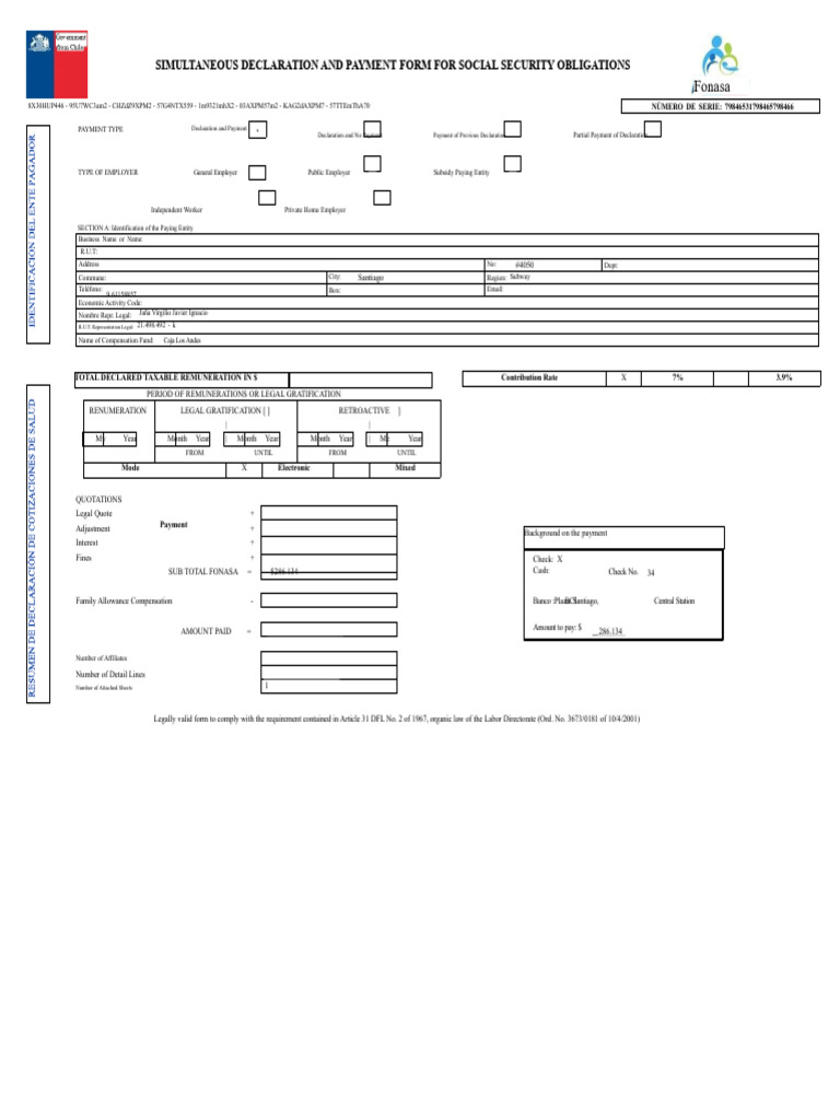 Social Security Payment Declaration Form | PDF | Employee Relations ...