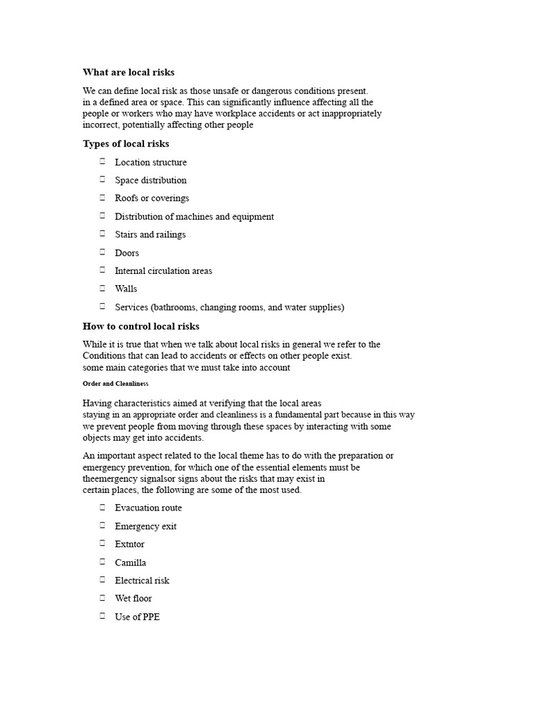 Understanding Local Risks and Controls | PDF | Risk | Emergency