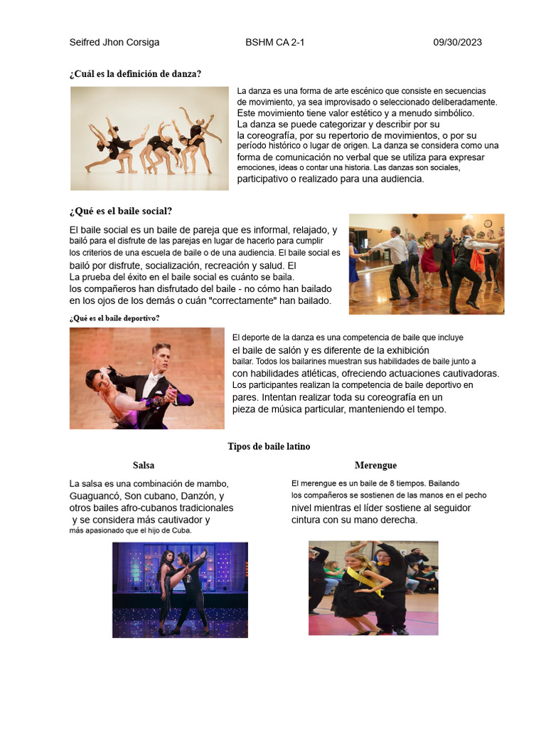 ¿Cuál Es La Definición de Danza? | PDF | Bailes | Baile de salón
