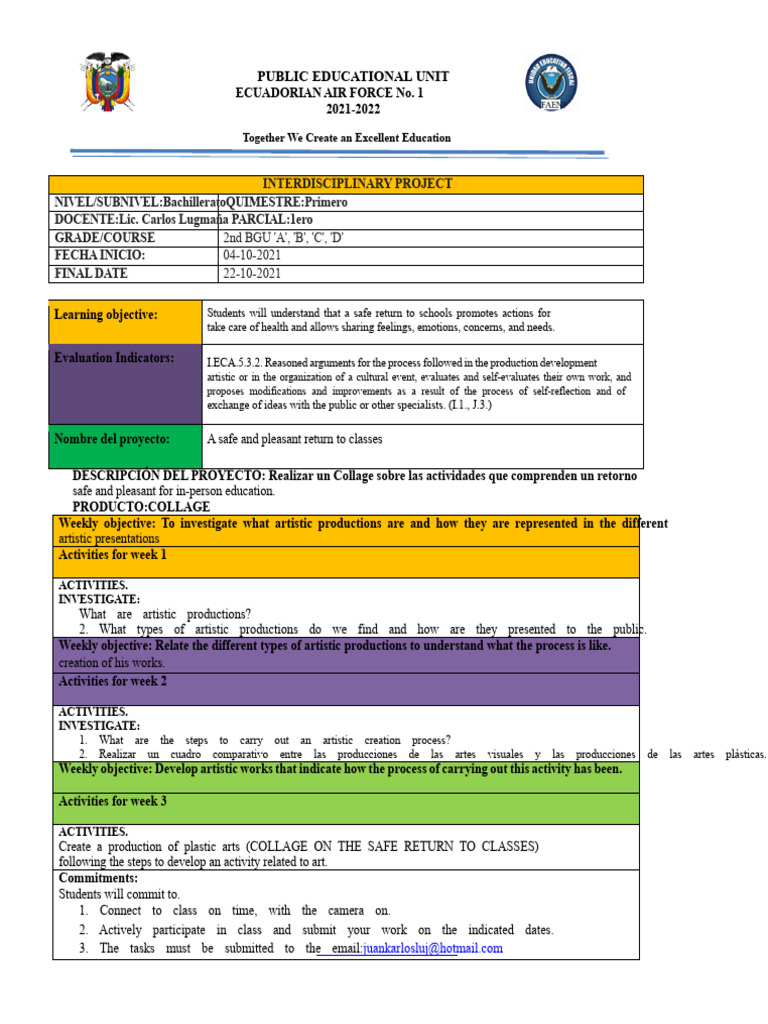 INTERDISCIPLINARY PROJECT SHEET ECA 2nd BGU (1) | PDF | Cognition