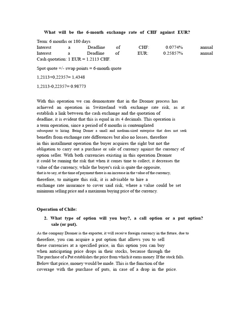 PRACTICAL CASE COVERAGE OF EXCHANGE RISKS | PDF | Put Option | Option ...