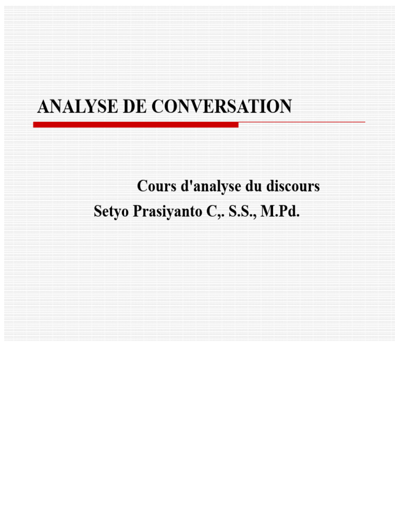 Analyse de la conversation et structures | PDF | Communication humaine