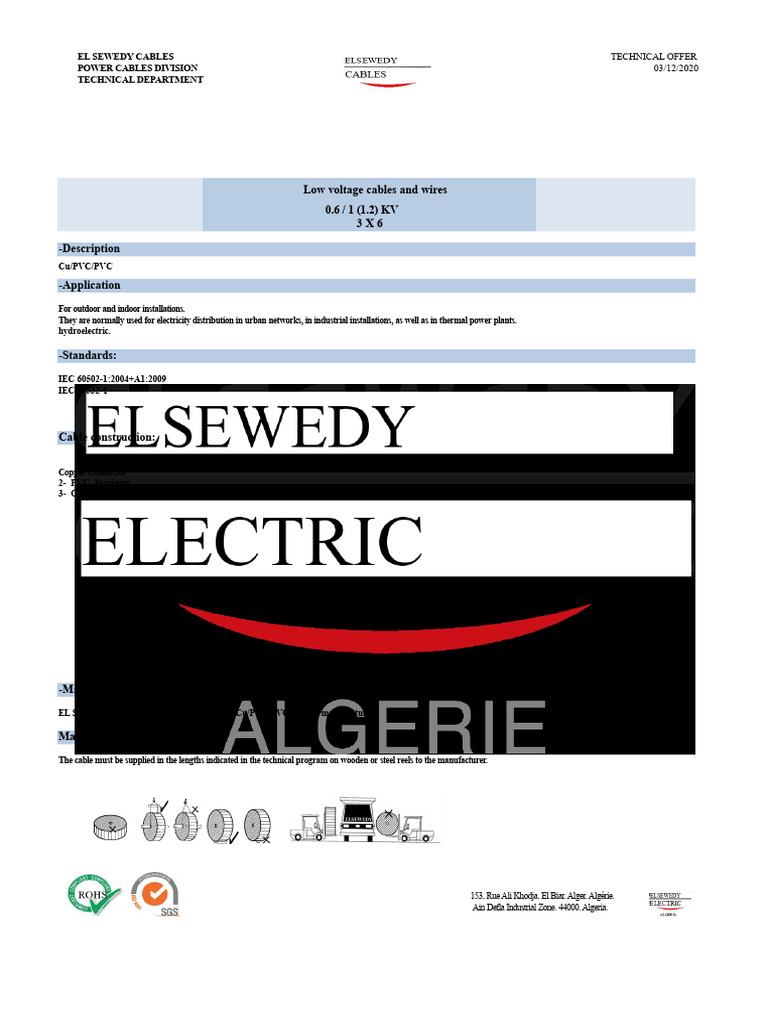 Low Voltage Power Cables Specifications | PDF | Copper | Electrical ...