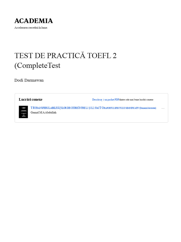 T o e F L Practice Test 2 Test Complet PDF | PDF