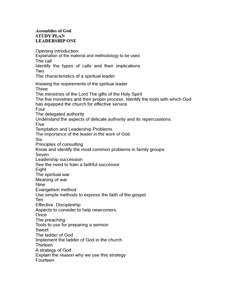 Assemblies of God Leadership Study Guide | PDF | Prophecy | Jesus