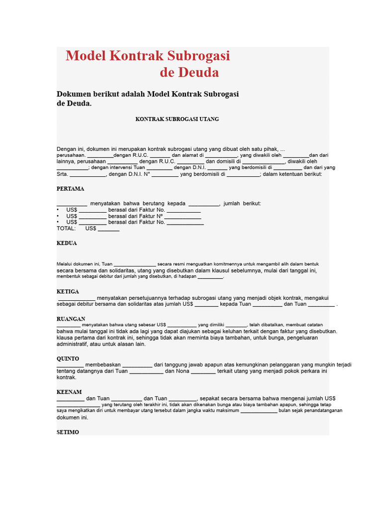Kontrak Subrogasi Utang Resmi | PDF