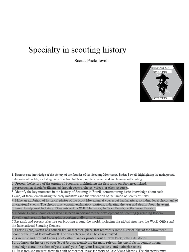 Scouting History and Key Milestones | PDF | Scouting | Outdoor Recreation