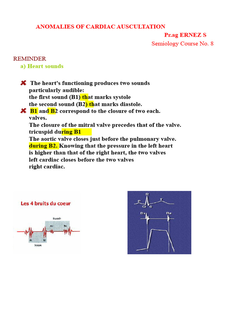 Cardiac Auscultation Anomalies Explained | PDF | Heart Valve | Heart