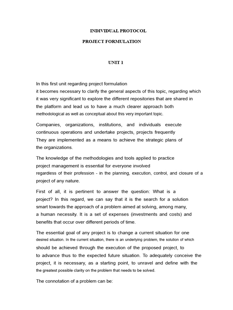 Individual Protocol Project Formulation Unit 1 | PDF | Project ...