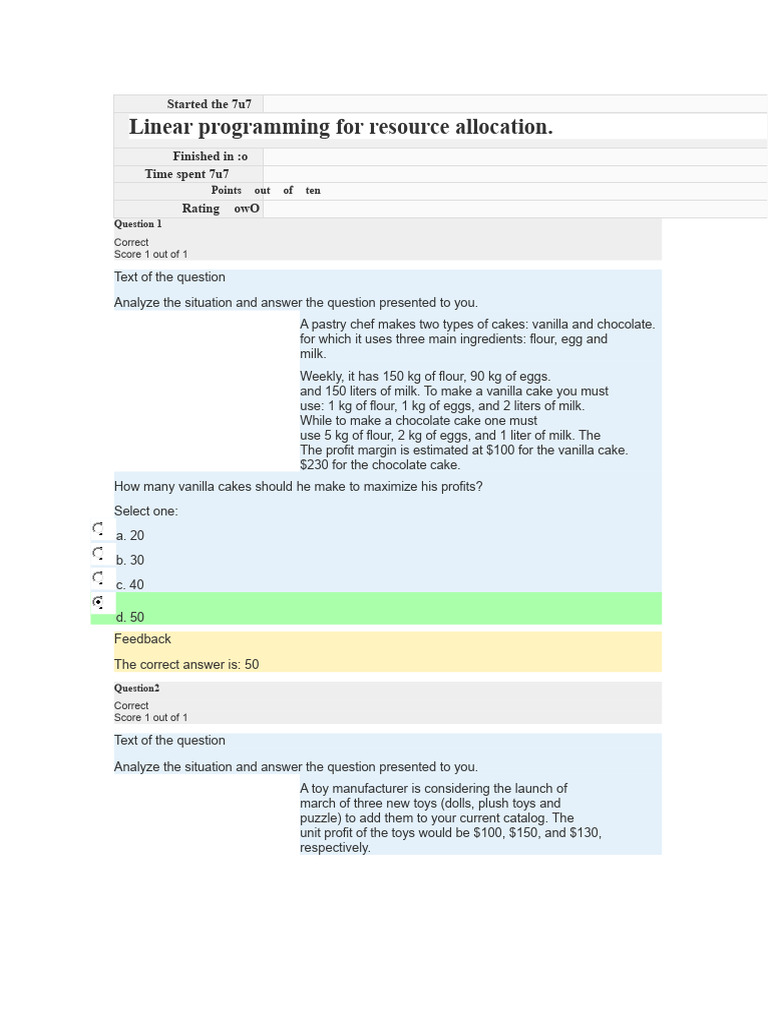 _Linear Programming of Resource Allocation _ Uveg | PDF | Cakes