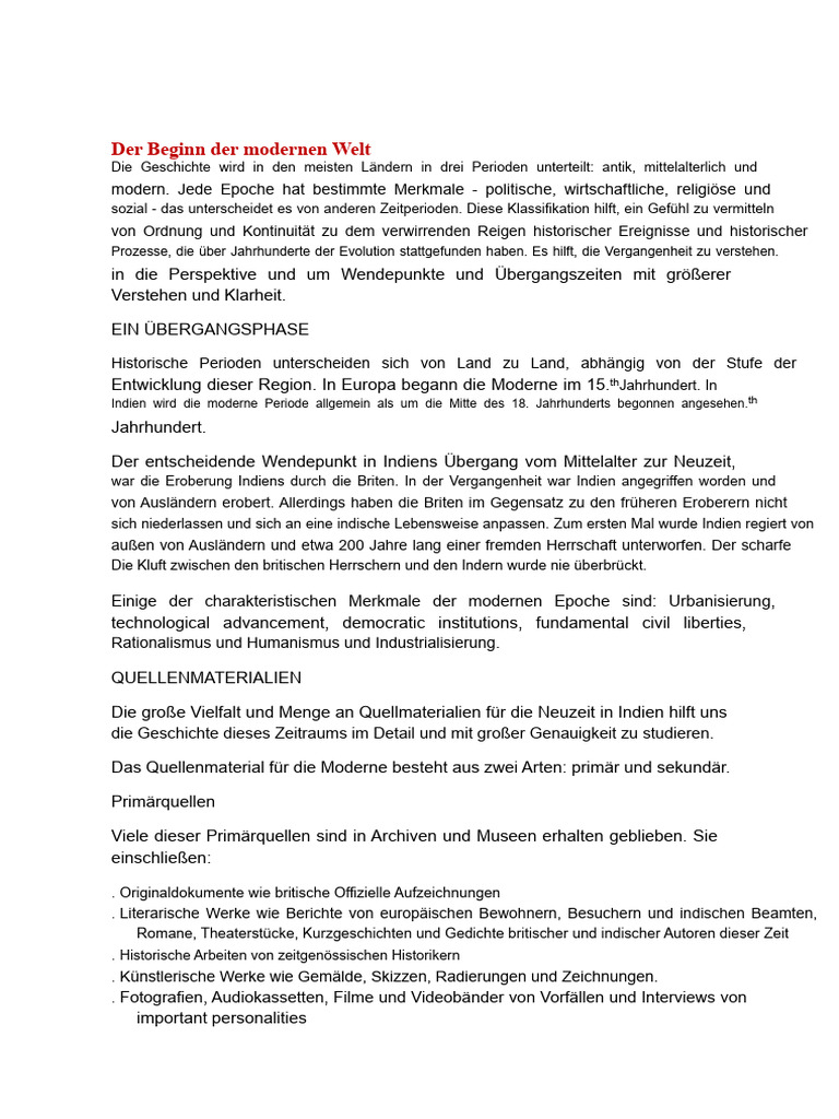 Kapitel 1. Der Beginn Der Modernen Welt | PDF