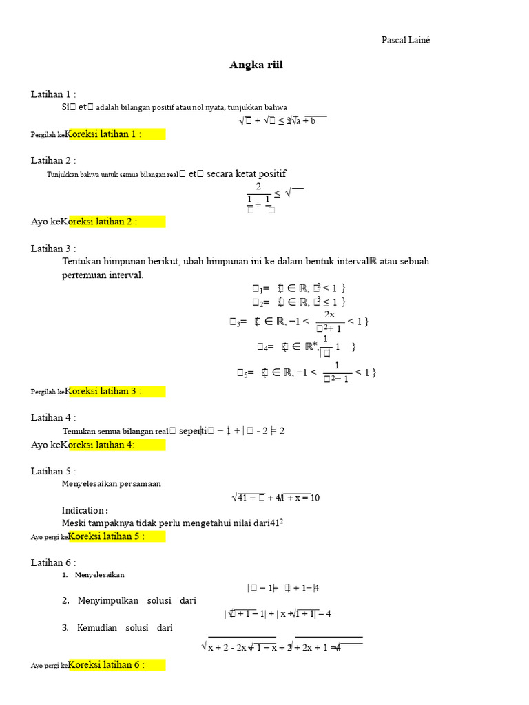 Latihan Matematika Bilangan Riil dan Irasional | PDF