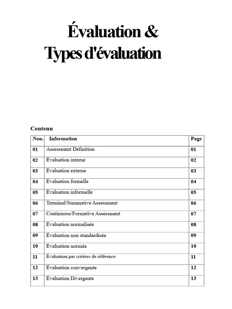 Types et Fonctions de l'Évaluation Éducative | PDF | Apprentissage ...