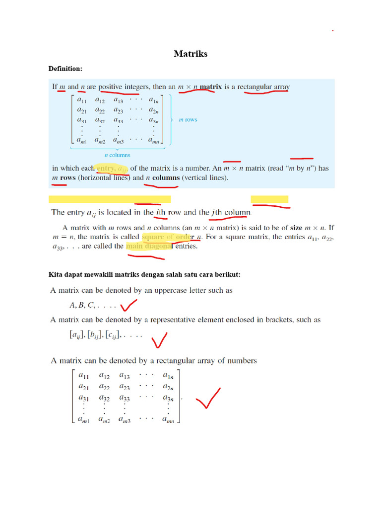Panduan Lengkap Matriks dan Operasinya | PDF