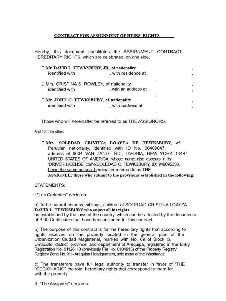Assignment of Inheritance Rights | PDF | Assignment (Law) | Legal Documents