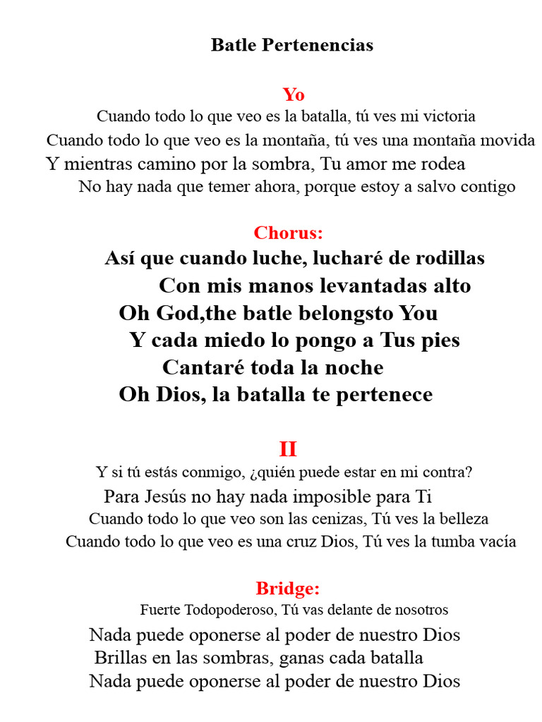 La Batalla Pertenece a Dios: Letra y Mensaje | PDF